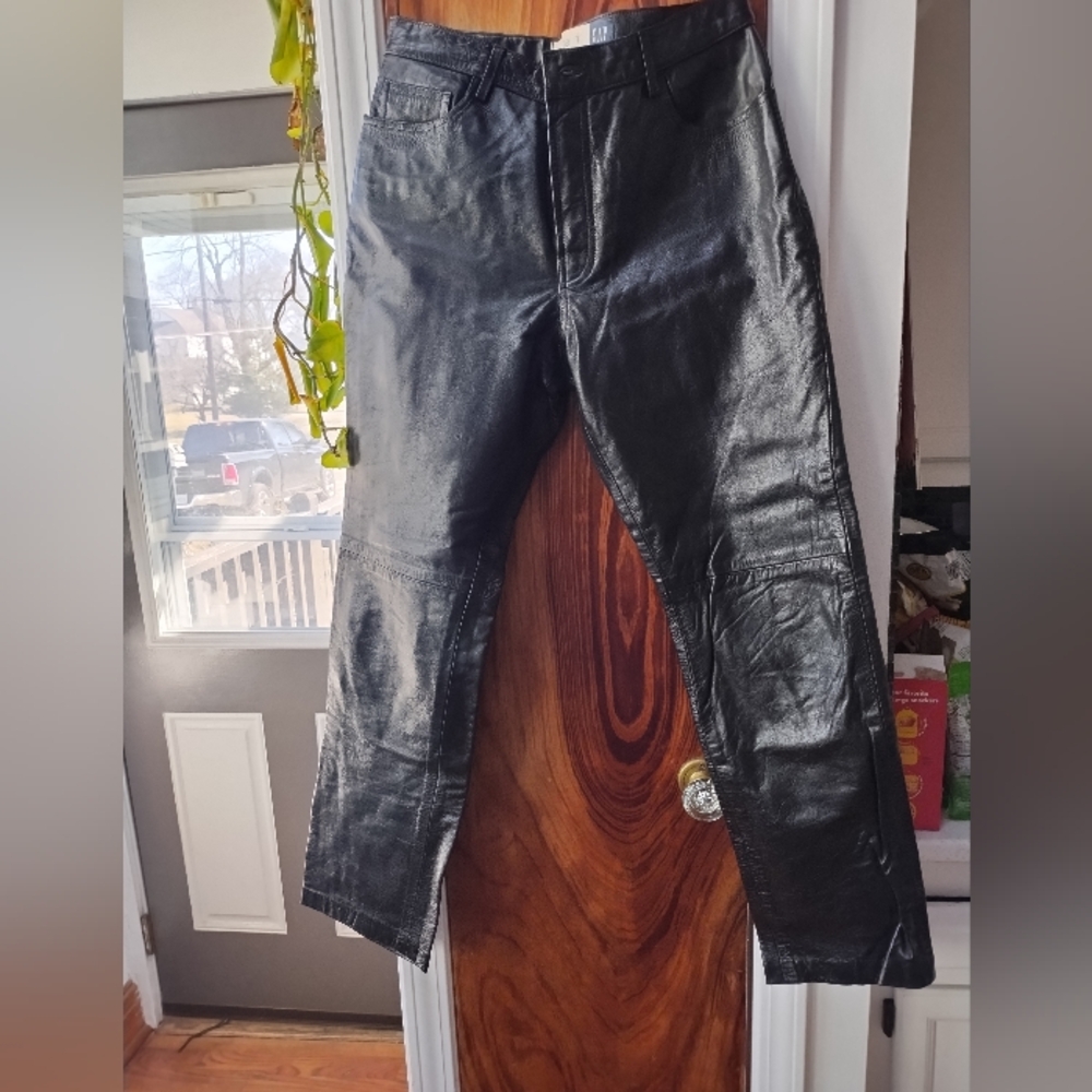 Gap Black Leather Pants Womens 12 EUC - Picture 2 of 4